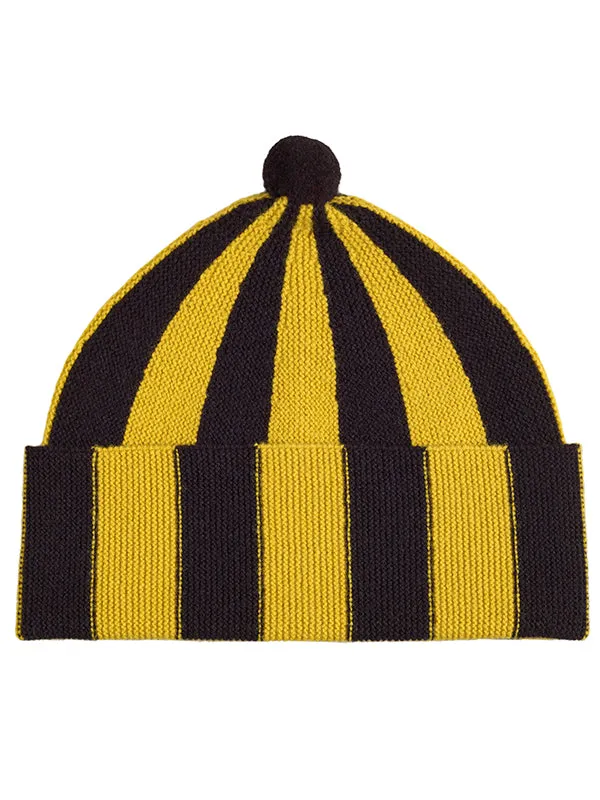 Vertical Stripe Hat Black & Sienna