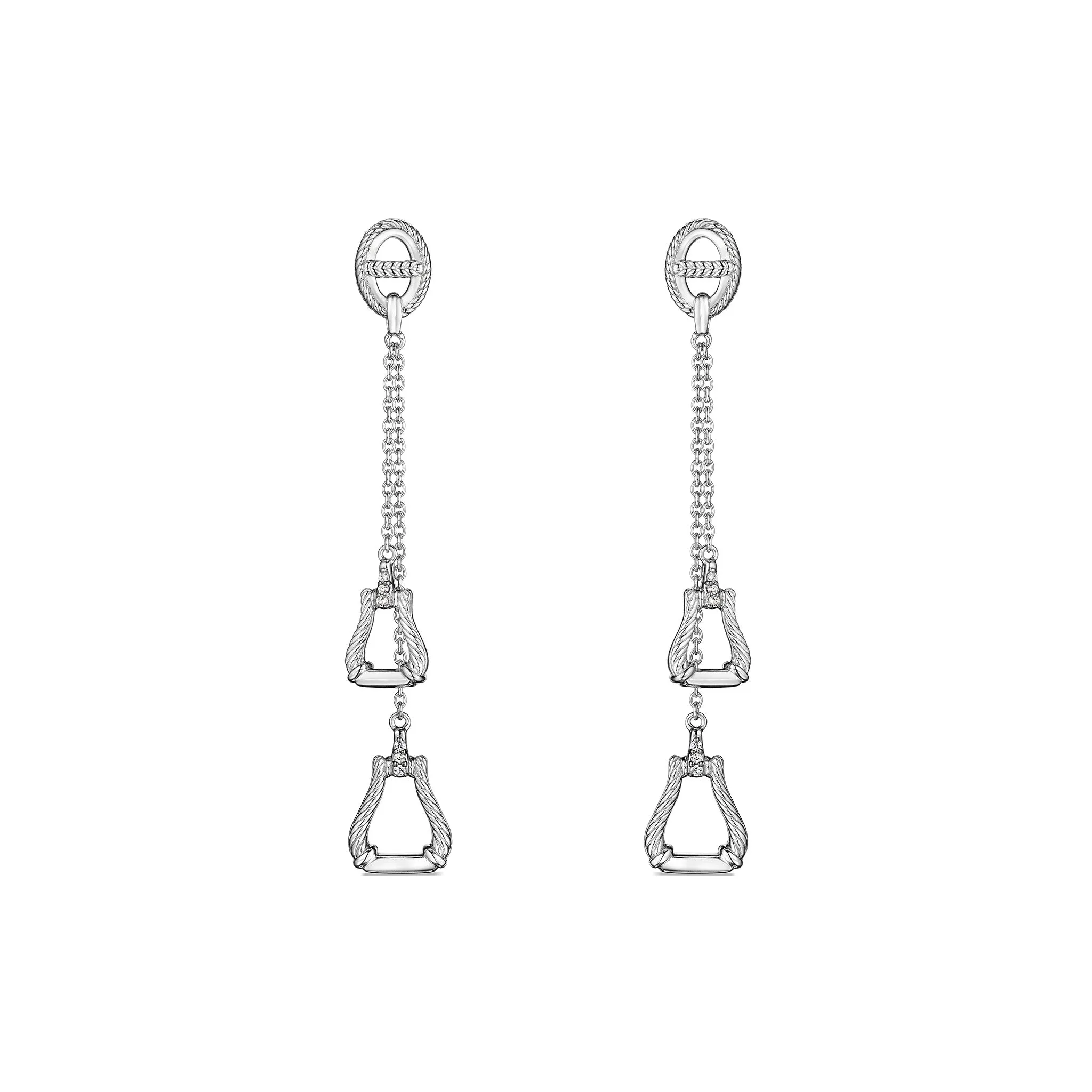 Vienna Double Stirrup Drop Earrings with Diamonds