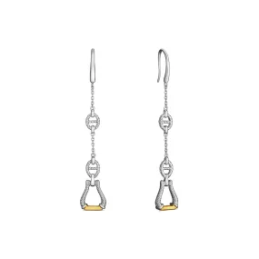 Vienna Linear Stirrup Drop Earrings with 18K Gold