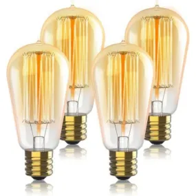 Vintage Incandescent Edison Light Bulbs 60W (4 Pack) for Outdoor and Indoor